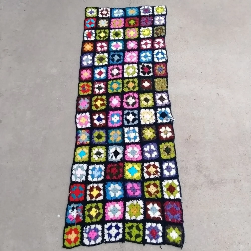 Granny Square Afghan Roseanne Crochet Lap Throw Blanket 64” x 24”